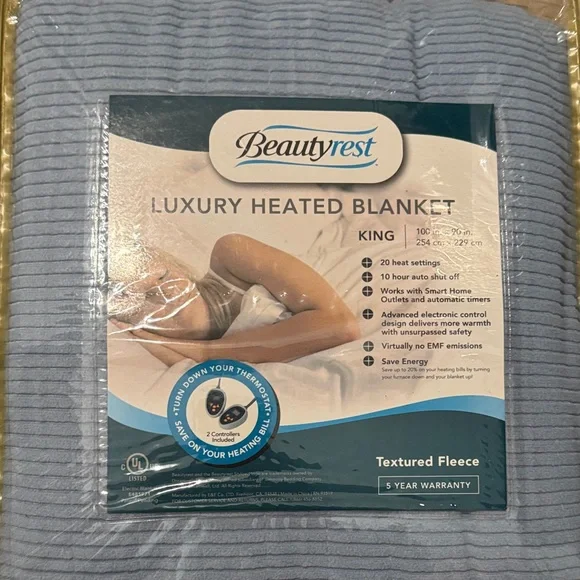 Beautyrest Luxury Heated Blanket - Blue - Picture 1 of 2
